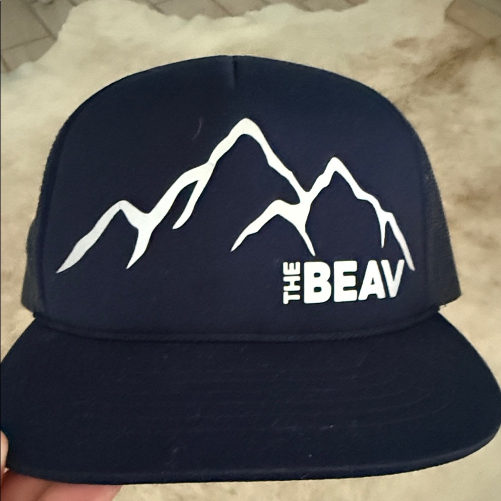 “The Beav” Navy Mountain Logo Trucker Hat - women or men